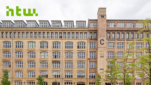 Videohintergrund mit Campusfoto und Hochschullogo